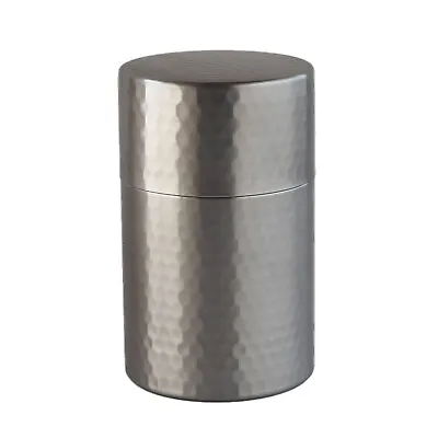 Japanese Stainless Steel Tea Caddy Canister 100g / 3.5oz Hammered Pattern Silver • £45.74