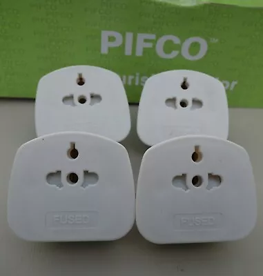 4 X EU US To UK 3 Pin Tourist Travel Power Plug Holiday Adaptor 13A Fused PIFCO • £9.98