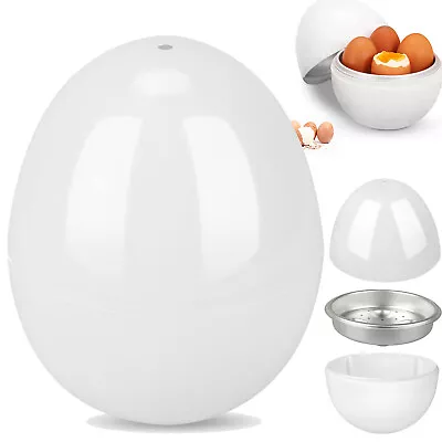 White Microwave Egg Boiler Cooker Steamer Ball Egg Shape Cook Tool 4 Capacity • $14.05