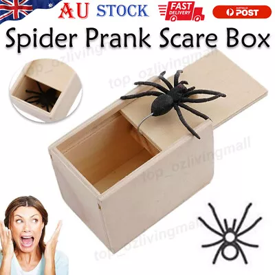 Spider Prank Scare Box Wooden Surprise Box Fun Practical Surprise Joke Boxes AUS • $9.21