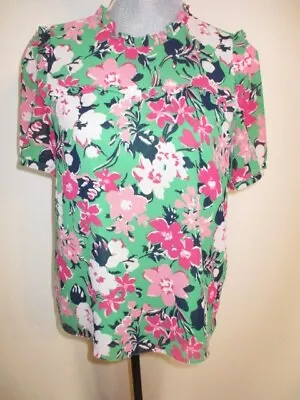 J.Crew Factory FAB Floral Printed S/S Ruffled Lined Blouse Top  S • $15