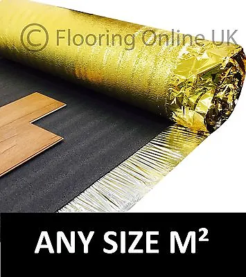 5mm Or 6mm Gold Underlay - Wood Or Laminate Flooring Acoustic & Heat Insulation • £154.99