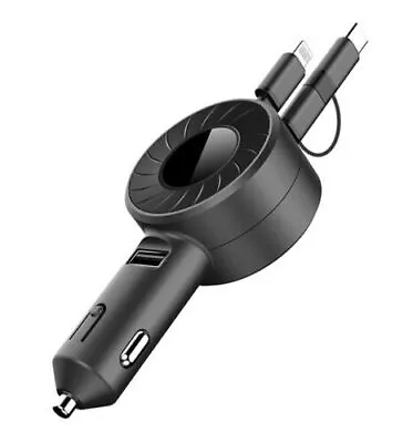 Retractable USB C Fast Car Charger- Dual Port USB Cables 3in1 Multiple Cables • $15.99