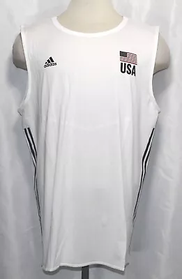 NWT Adidas White Team USA Volleyball Sleeveless Shirt Jersey CF1606 Mens Size XL • $44.99