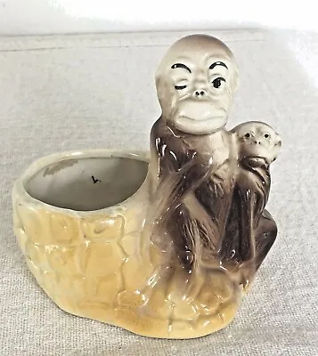 Vintage Retro Monkey Planter Winking Momma Baby Excellent Condition • $24.95