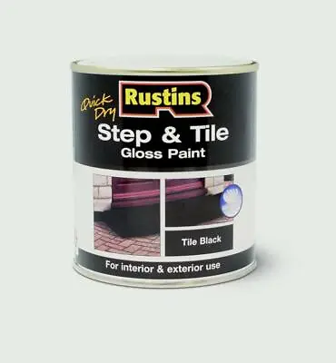 Rustins Quick Dry Step And Tile Gloss Floor Paint Black 1 Litre For Stone Brick • £19.88