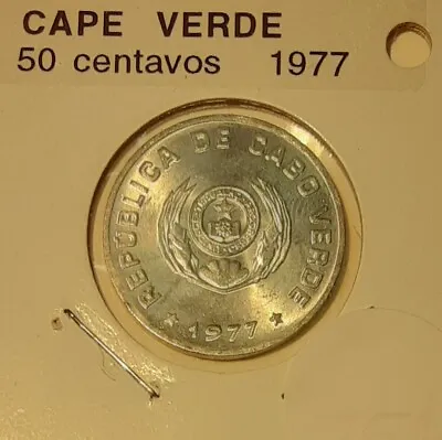 1977 Cape Verde 50 Centavos Aluminum Coin - Coat Of Arms  BU • $19.95