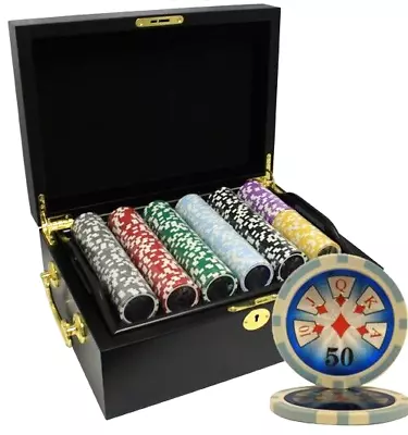 Mrc Poker 500pcs 14g Laser Graphic High Roller Poker Chips Set With Mahogany Cas • $149.99