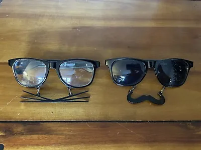 2 Sun-Staches Novelty Costume Sunglasses Shades BLACK CAT WHISKERS & Mustache • $25