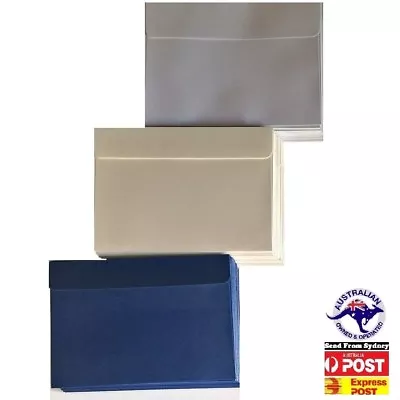 20x A5/C6 Wedding Invitation Envelopes 120gsm Metallic WhiteIvorynavy135x195mm • $22.95