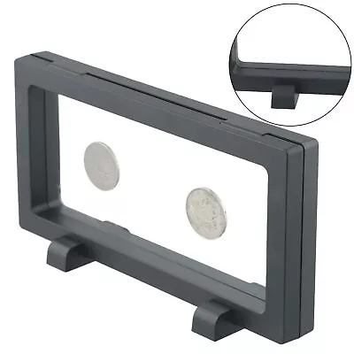 2Pack 3D Floating Coin Display Frame Box Jewelry Holder Case With Stand Black • £13.30