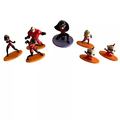 THE INCREDIBLES Disney Pixar Family Figurine Set Of 7 Cake Toppers • $8.97