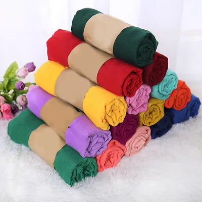 High Quality Jersey Scarf Shawl Wrap Hijab Stretchy Lycra Big Long Maxi Plain  . • $3.71