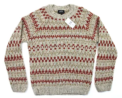 A.P.C. Sweater Men's M Leonhand Geometric Crewneck Wool Blend Knit NWT $325 • $99.99