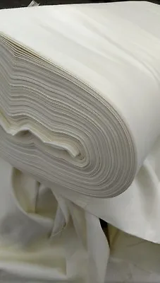 10m 54  CURTAIN LINING DEAL IVORY COTTON SATEEN FABRIC EXTRA WIDE SALE! • £20