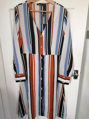 £9 • Buy Boohoo Multi Striped Button Front Midi Dress.. Size 14 Bnwt