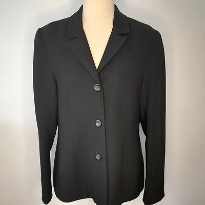 $21 • Buy WISH Womens Blazer Size 12-14 Black Business Work Jacket Pockets Button-up