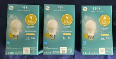 GE LED+ Dusk To Dawn 60-Watt EQ A19 Soft White Medium Base LED Light Bulb 3 Pack • $16.78