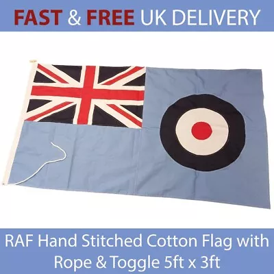 5ft X 3ft RAF Ensign Flag With Rope & Toggle Stitched 160gsm Material • £65