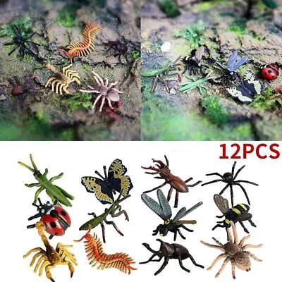 £4.30 • Buy 12x Plastic Insect Model Figures Toy Bugs Scorpion Bee Jungle Decor Sale