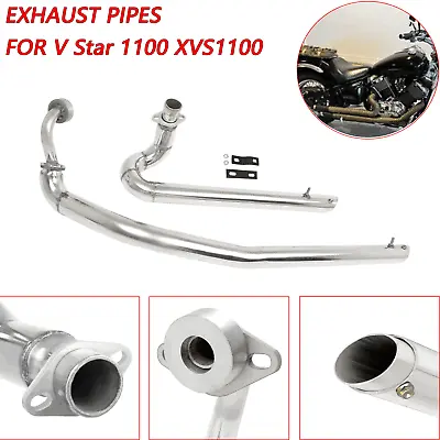 $158 • Buy Chrome Motorcycle Exhaust Pipes Muffler System For Yamaha V Star 1100 XVS1100