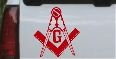 Masonic Square And Compass Car Truck Window Decal Sticker Red 4X4.3 • $5.07