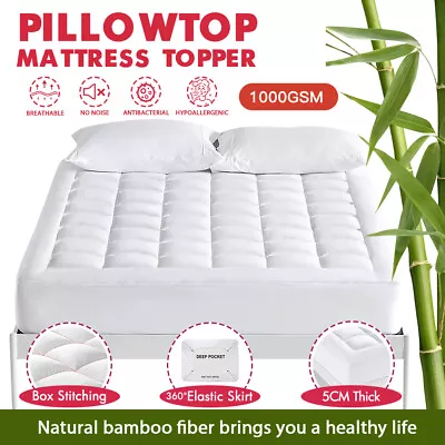 1000GSM Pillowtop Matress Mattress Bed Topper Pad Underlay Queen King Single NEW • $48.59