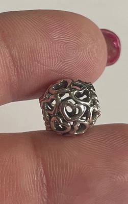£10 • Buy Genuine Pandora Solid Sterling Silver Open Hearts Ball Charm