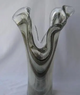 Genuine Italian Art Deco Glass Vase Onyx Gray Colors Tammaro Italy No 406 Murano • $39