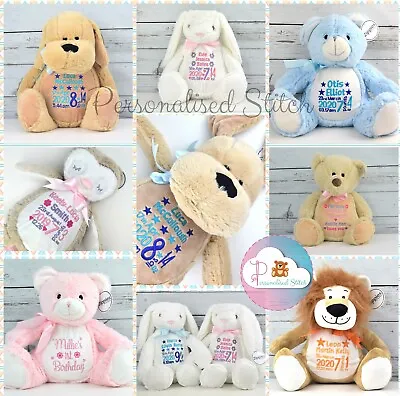 Personalised Teddy Bear Embroidered Teddies New Baby Gift Christening Gift  • £29.89