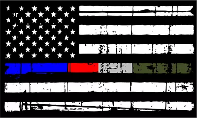Thin Blue Line Decal - Police Fire Corrections Military Distressed Flag Decal • $21.99