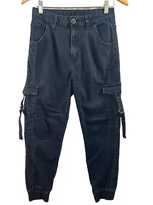 VIP Jeans Womens 11/30 Blue Denim Joggers Stretch Cargo Pockets Mid Rise • $17.99