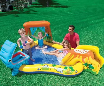 Intex Dino Inflatable Pool Dinosaur Play Centre Paddling Pool Slide Garden Kids • £39.98