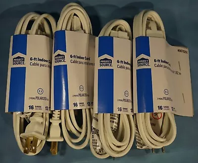 NEW 4-pack Project Source 6ft Light Duty White Extension Cord/Indoor/3 Outlets • $9.25