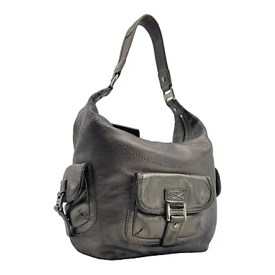MICHAEL KORS Large Leather AUSTIN Hobo Shoulder Bag Handbag Metallic SILVER • $89.99