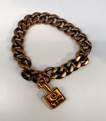 Vintage Solid Copper By Bell Heavy Chain Link Men's Bracelet With Tag • $42