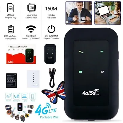 Wireless 4G 5G LTE Mobile Hotspot Router Unlocked-WiFi Portable MiFi Broadband • £16.10