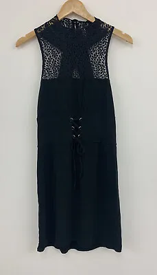 Free People Intimately High Society Lace Bodycon Dress Black Size L NEW • £10