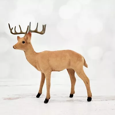 Vintage Flocked Brown Deer Buck Christmas Figurine • $15.25