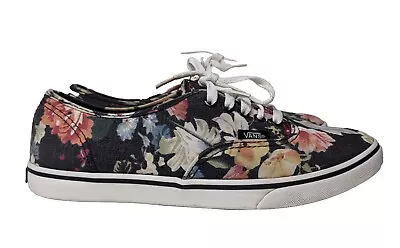 Vans Floral Black Unisex Low Lace Up Skate Shoes Size US Womens 8 Mens 6.5 T375 • $17.99