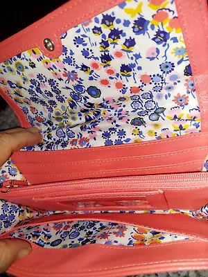 Vera Bradley Pink Floral Wallet.   Faux Leather & Nylon 7.75  X 4.5  X 1.25  • $10
