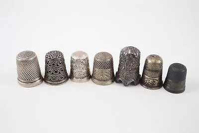 Silver Thimbles Antique Vintage .925 Sterling Sewing Inc Charles Horner X7 30g • £14.50