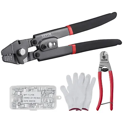 VEVOR Crimping Tool Steel Wire Rope Crimper 1/64  - 3/32  With Cable Cutter • $16.99