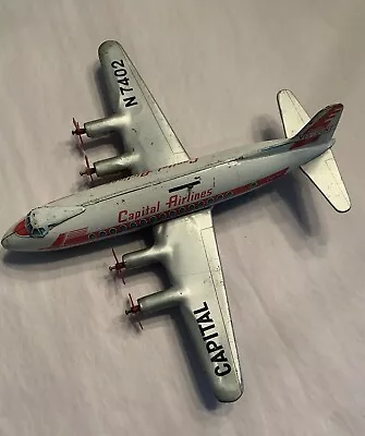 Vintage Lin Mar Tin Toys Capital Airlines Airplane Made In Japan • $599