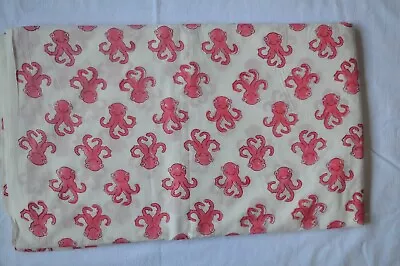 Indian Hand Block Fabric 3 Yard Octopus Print Printed Print_1430 • $17.09