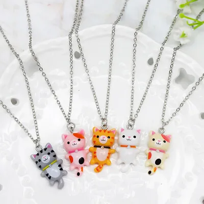 £2.99 • Buy Cat Colorful Cute Pendant Silver Chain Necklace Girls Boys Free Gift Bag UK