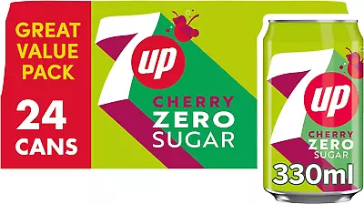 7UP Zero Lemon & Lime Cans 24 X 330Ml _ 7UP Free Zero Cherry 330ml (Pack Of 24) • £12.50