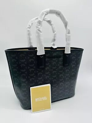 Michael Kors Jodie Small Logo Jacquard Tote Bag BLACK 35H1T2JT1C Authentic • $44.24