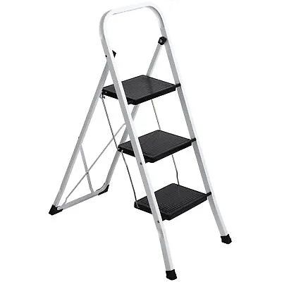 3 Step Ladder Folding Step Stool With Anti-Slip Wide Pedals Indoor Outdoor  • $35.58