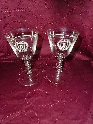 Pair Of Vintage Monogrammed With  B  Stemmed Wine Glasses • $6.50